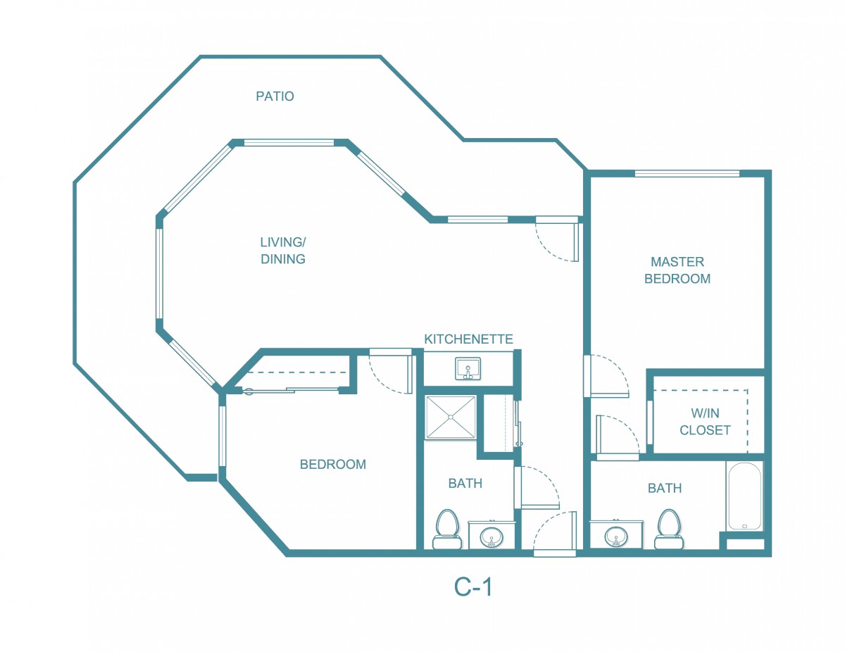 This image depicts a floor plan layout for an apartment, showing various rooms and spaces.