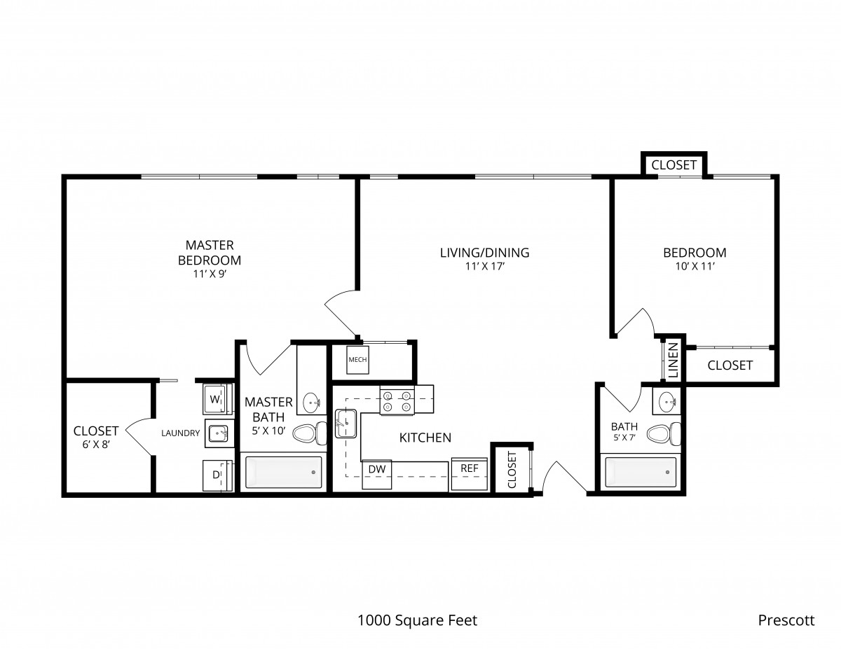 A detailed floor plan showing the layout of a residential space with labeled rooms.