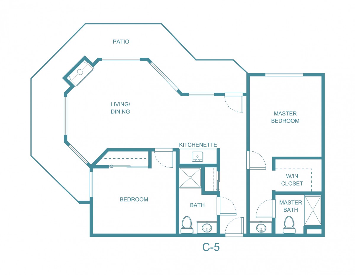 Blueprint of a residential apartment layout with labeled rooms.