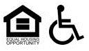 Symbols representing equal housing opportunity and accessibility for people with disabilities.