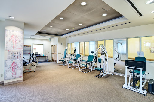 A well-equipped gym featuring various exercise machines for strength training.