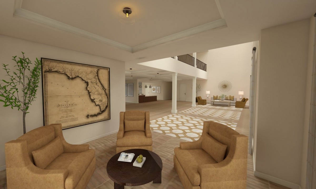 A spacious and elegantly designed lobby area with comfortable seating and sophisticated decor.