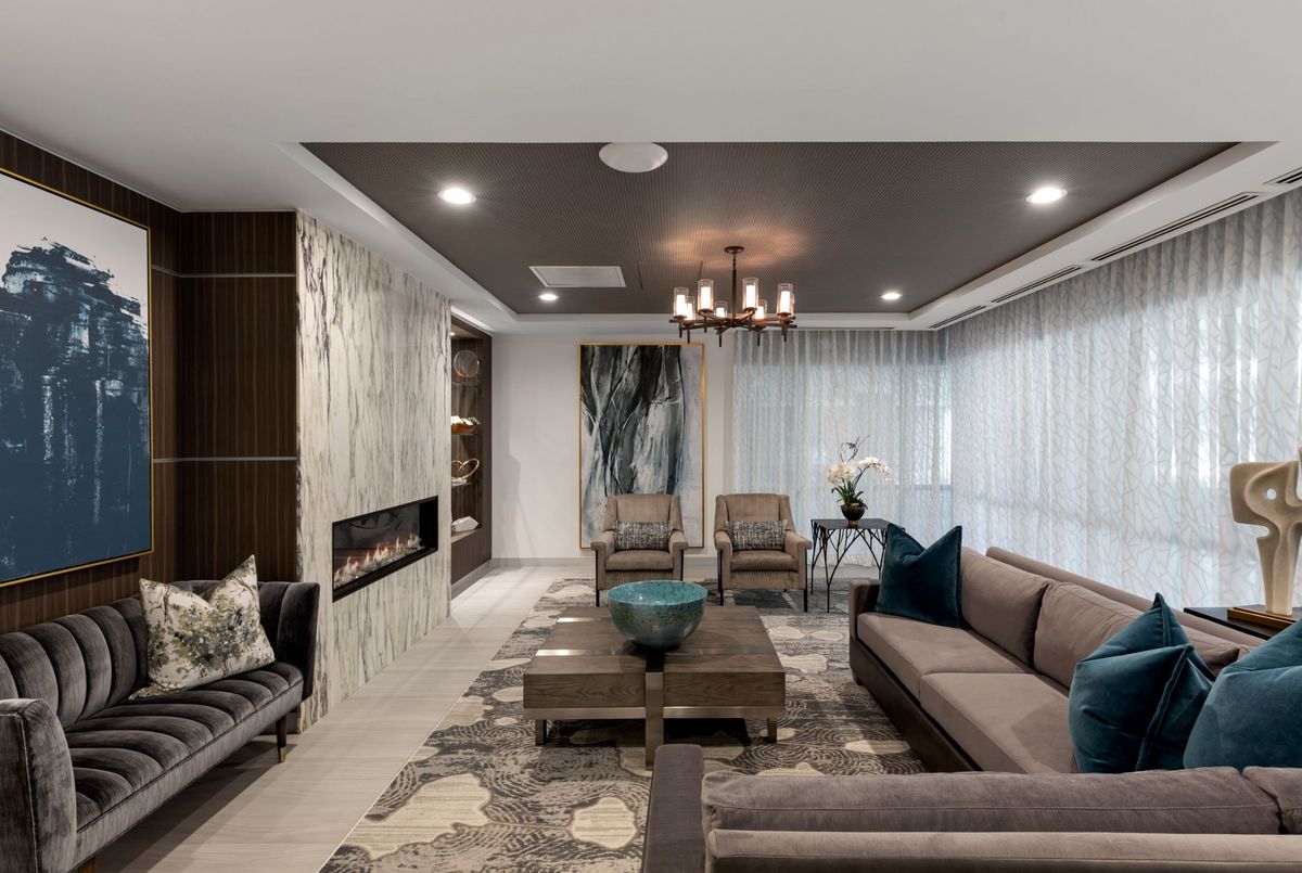 A modern living room with stylish furniture and elegant decor.