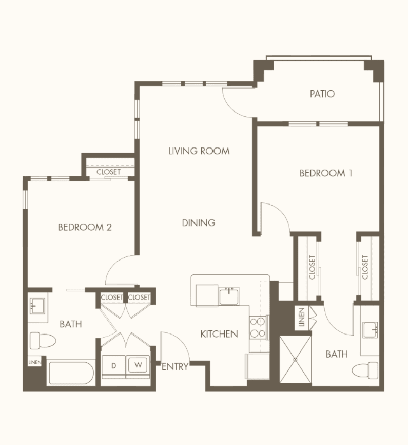Image of a two-bedroom apartment floor plan.