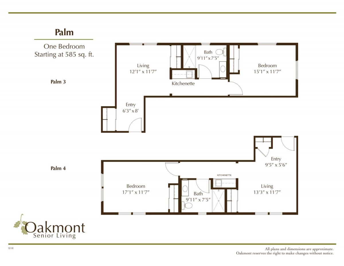 Two-story apartment floor plan layout with three bedrooms.