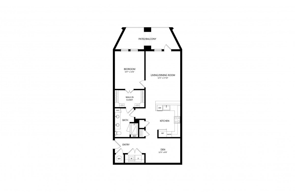 A floor plan depicting the layout of an apartment with various rooms and features.
