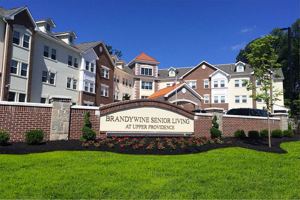 Brandywine Senior Living at Upper Providence building with well-maintained landscaping and clear signage.