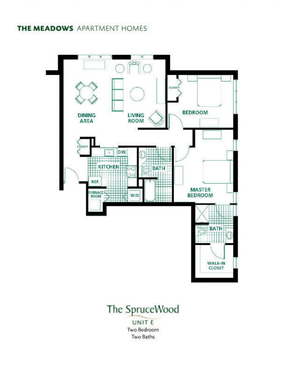 Floor plan of The Sprucewood apartment layout.
