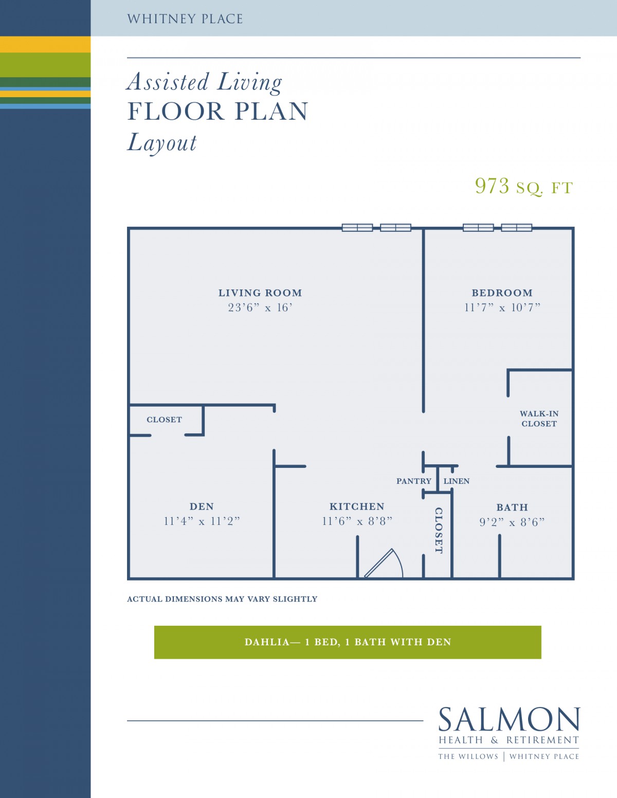 A detailed floor plan of an apartment layout covering an area of 675 sq. ft.