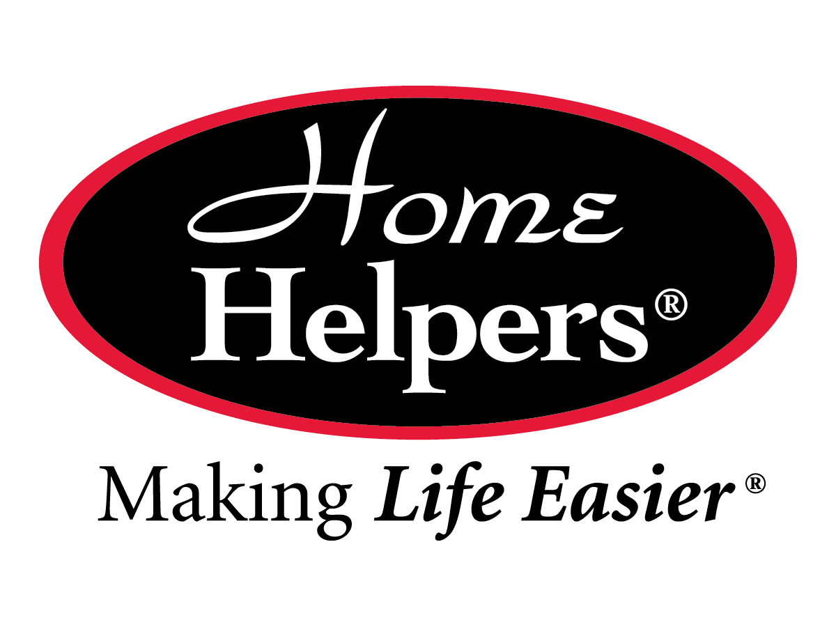 Home Helpers logo with an oval-shaped design on a black background.