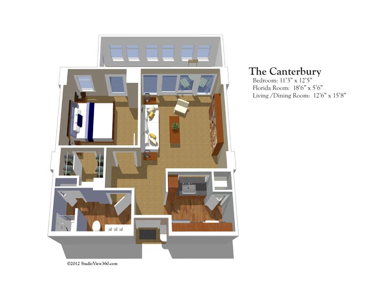 3D floor plan of a residential apartment named 'The Cranberry', showcasing a layout with bedrooms, bathrooms, and living space.