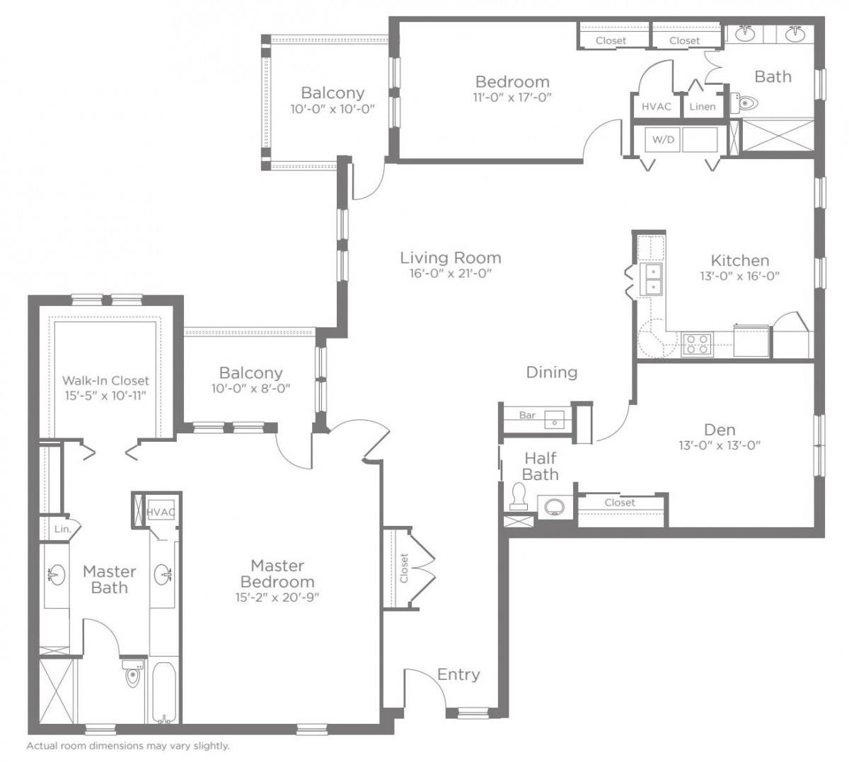 Architectural floor plan of a house showing room layouts and dimensions.