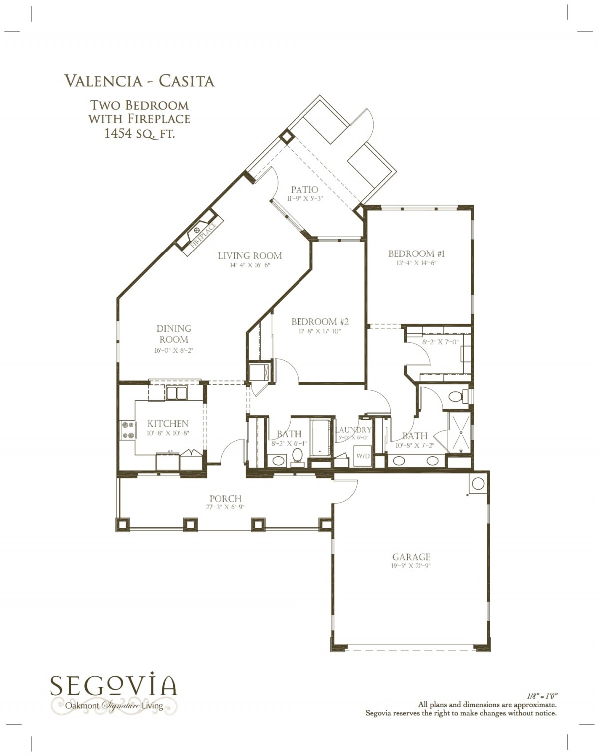 A detailed floor plan of a two-bedroom apartment with common areas and amenities.