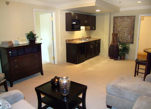 A modern living room with contemporary furniture and decor.