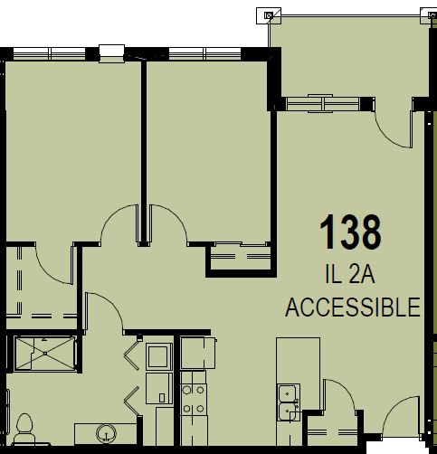 An accessible apartment floor plan labeled 'IL 2A Accessible'.