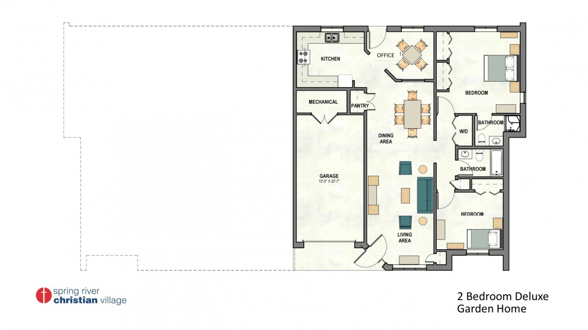 A detailed floor plan of a home's ground level, showcasing the layout of rooms including a garage and living areas.