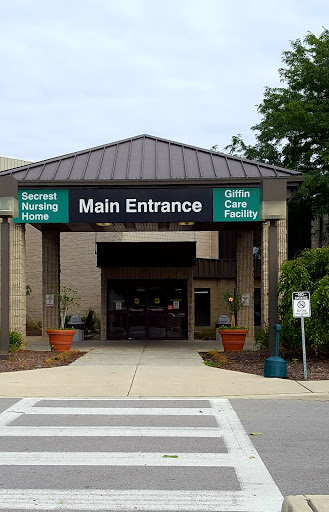 Main entrance of a skilled nursing home and long-term care facility.