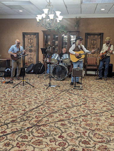 A local band performing live in an intimate setting.