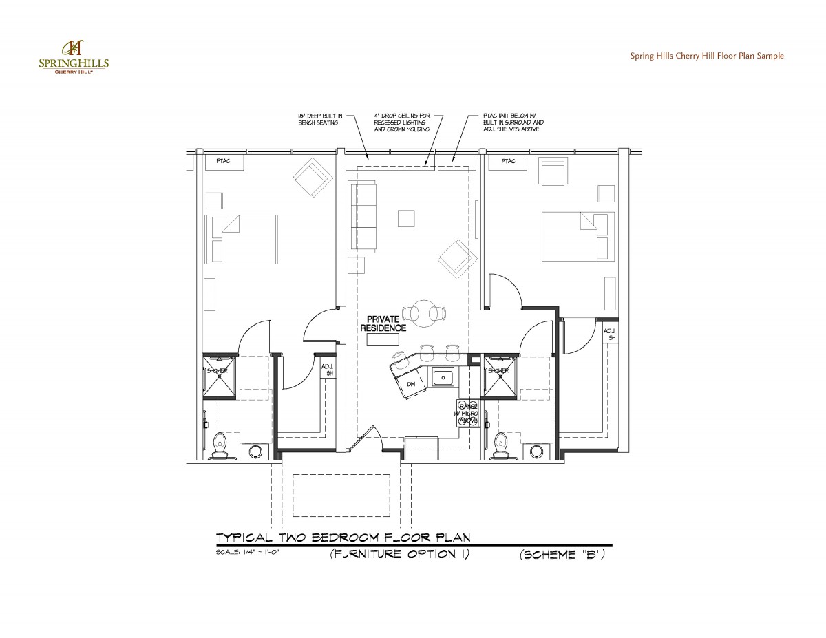 A detailed floor plan of a residential unit showing the layout of rooms and facilities.