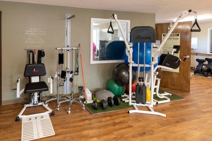A well-equipped home gym featuring various exercise machines and accessories for strength training and fitness routines.
