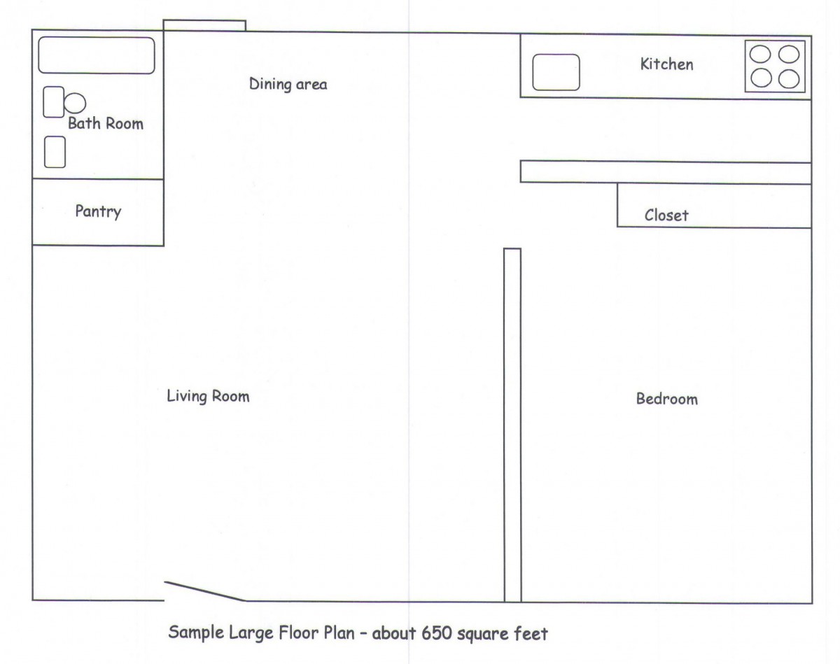 Sample layout of a small apartment floor plan.