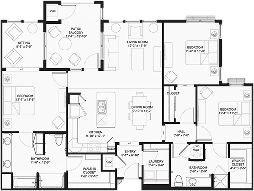 A detailed floor plan showing the layout of rooms in a residential home.