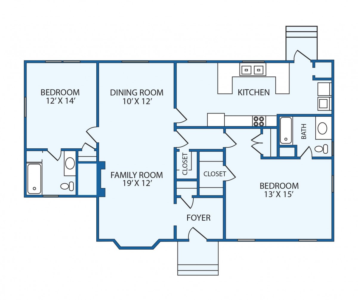 A detailed floor plan of a house, showing room dimensions and layout.