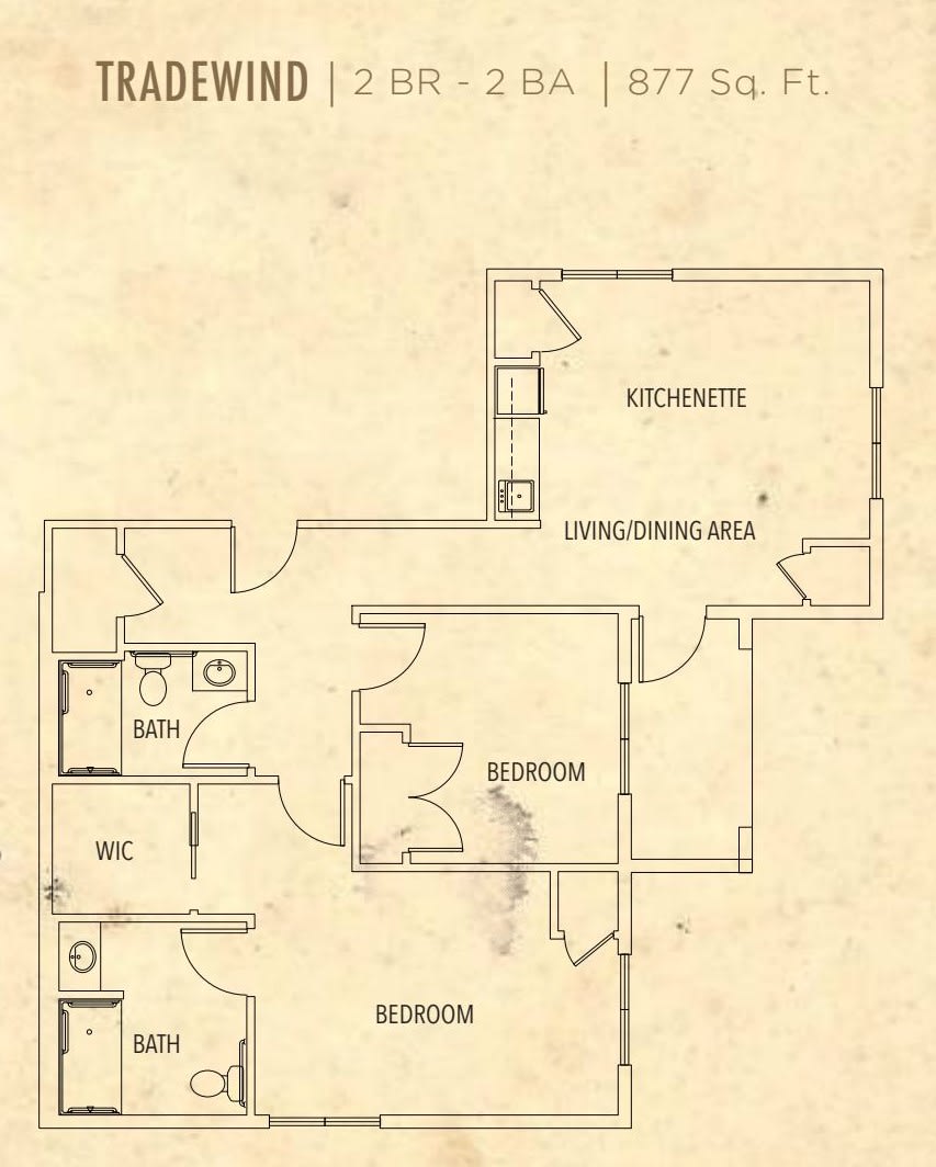 A detailed floor plan of an apartment, showing the arrangement of rooms and facilities.