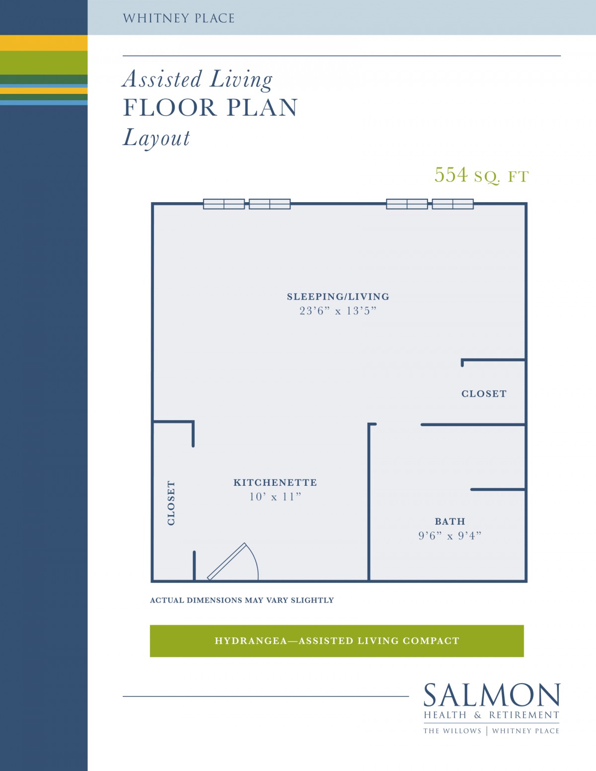 This image depicts a floor plan layout for a studio apartment with designated areas for living, dining, and sleeping.