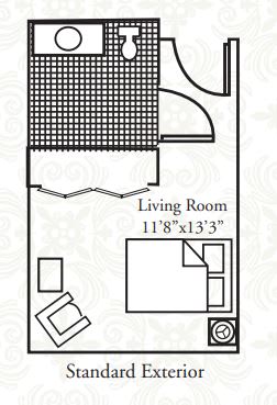 Simple floor plan of a living room with dimensions 11'8'' x 13'3''.