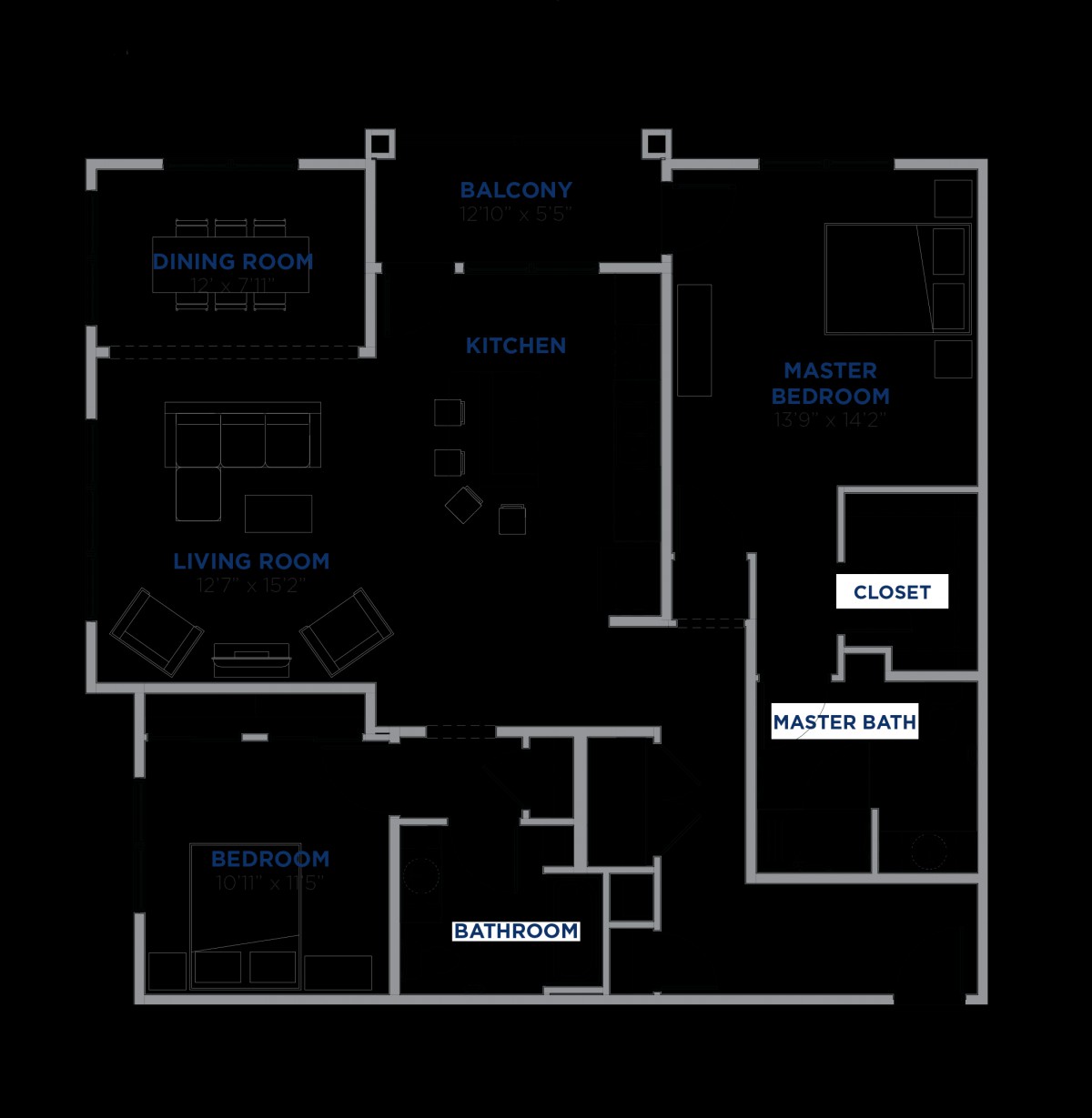 A detailed floor plan depicting the layout of a residential space.