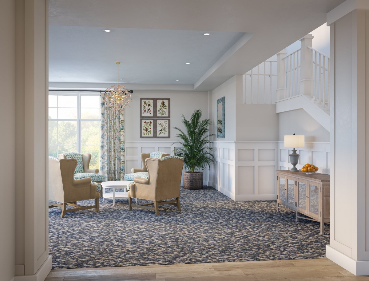 A cozy living room with elegant furniture and decor.