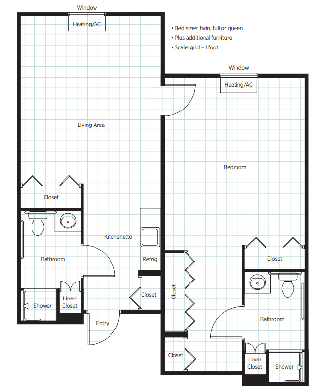 Blueprint of a two-story apartment layout with labeled rooms and areas.