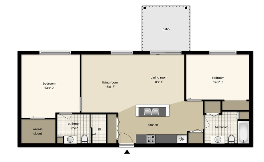 A detailed floor plan of an apartment, featuring labeled rooms including a living room, kitchen, and dining area.