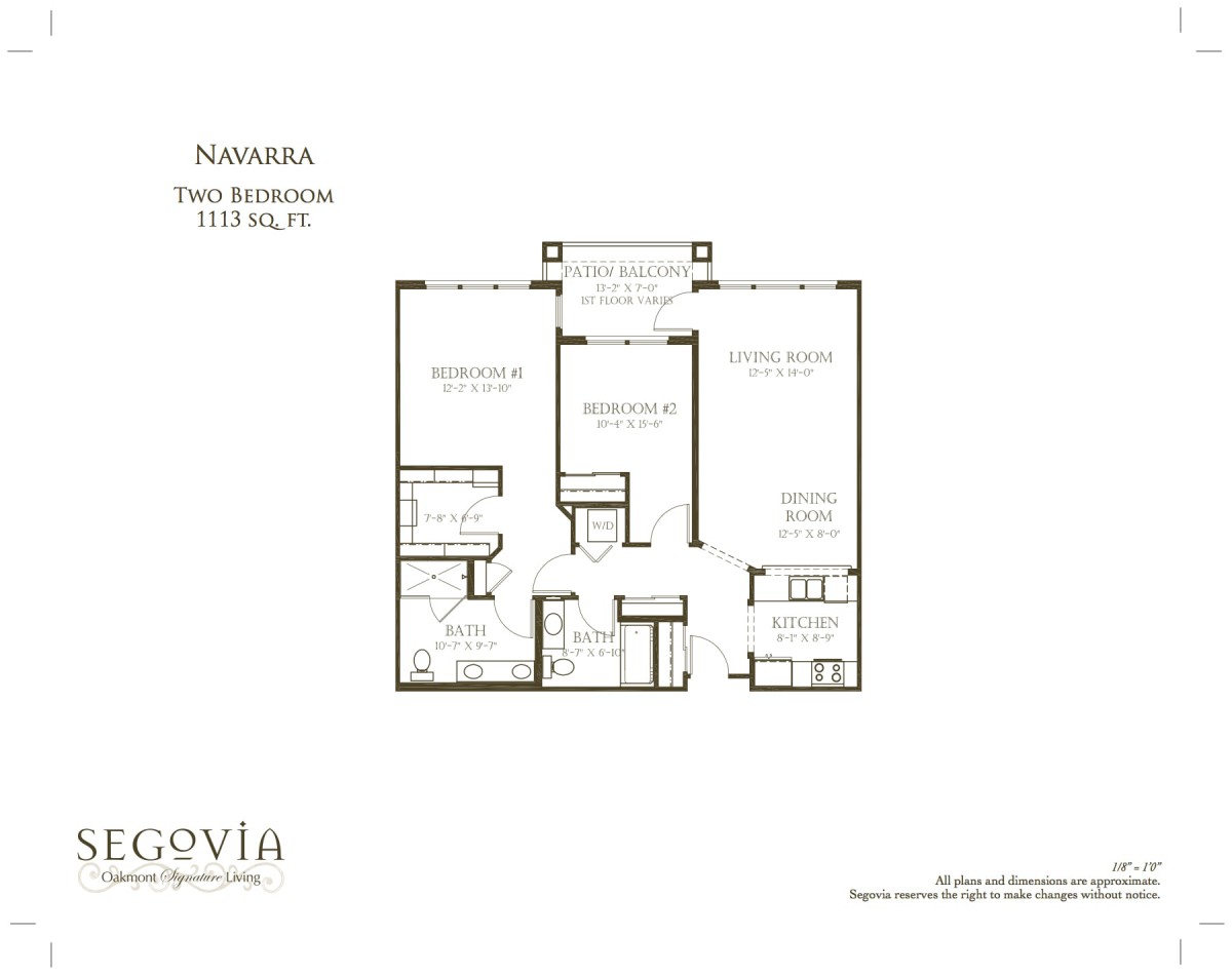 Two-bedroom apartment floor plan detailing room arrangements and dimensions.
