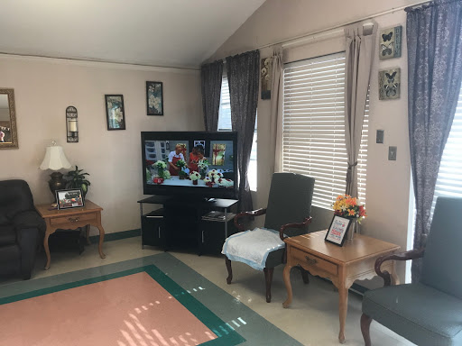 A cozy living room featuring a TV, armchairs, and decorative elements.