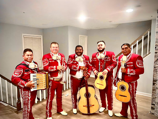 A vibrant mariachi band ready to perform, showcasing traditional instruments and attire.