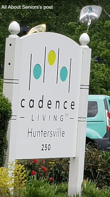 Sign for Cadence Living in Huntersville.