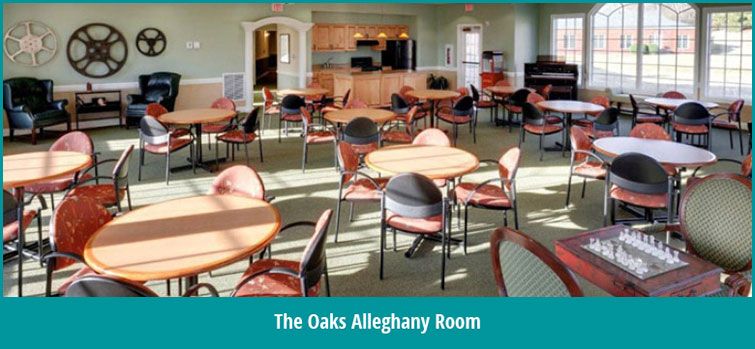 The Oaks Alleghany Room set up for meetings or events.