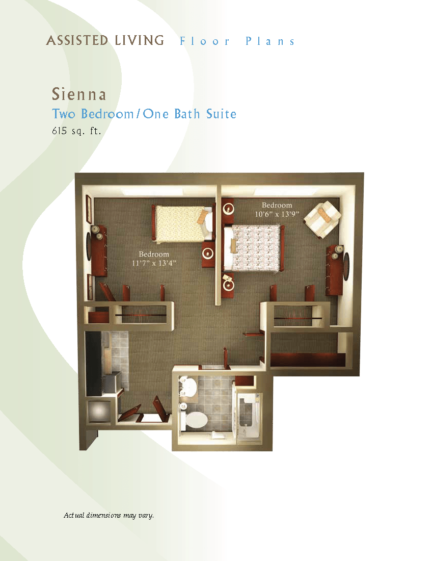 Floor plan of a one-bedroom apartment with an en-suite bathroom.
