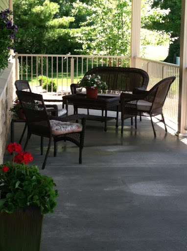 A cozy outdoor patio setup perfect for relaxation.