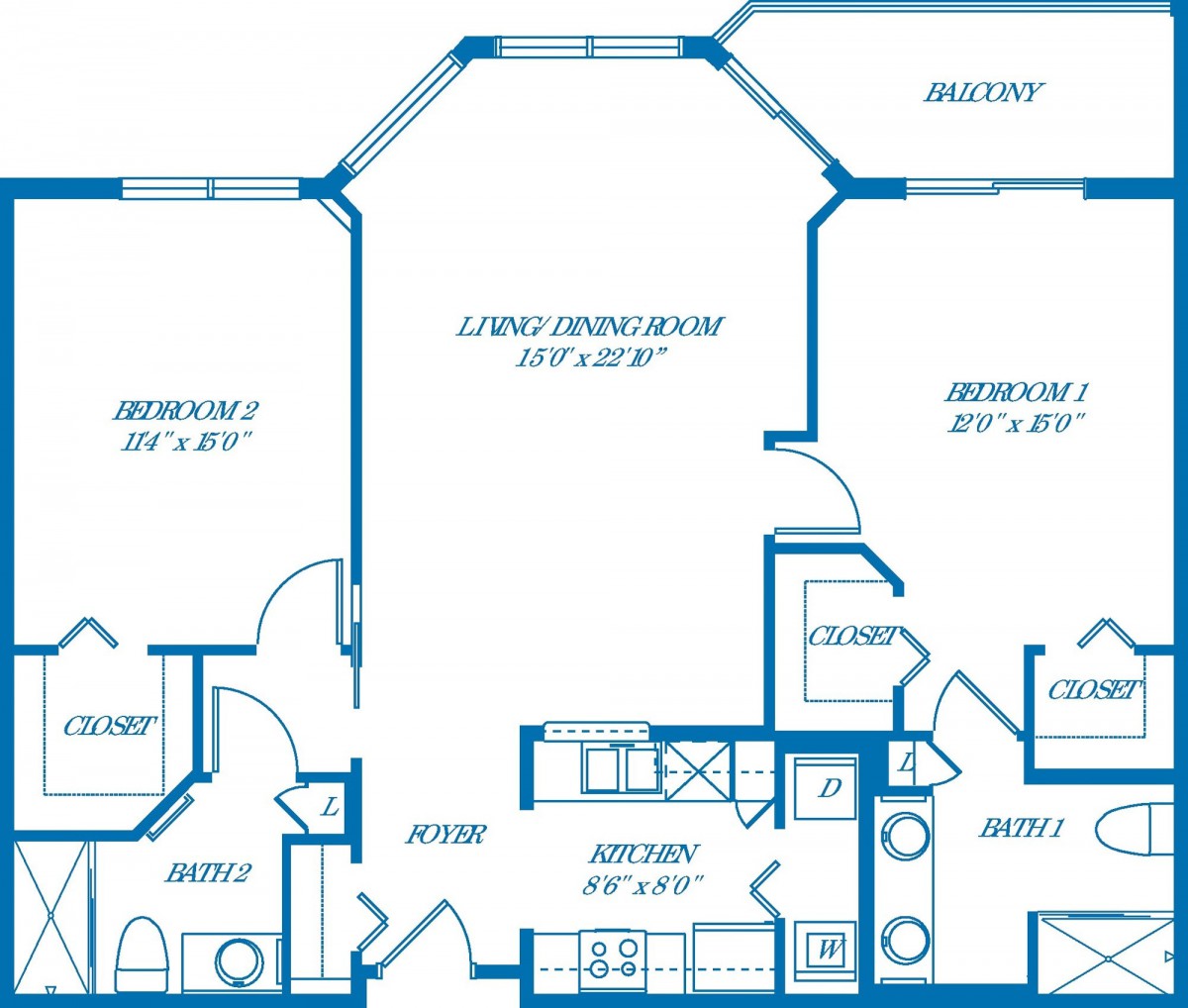 Floor plan layout of a residential space with labeled rooms.