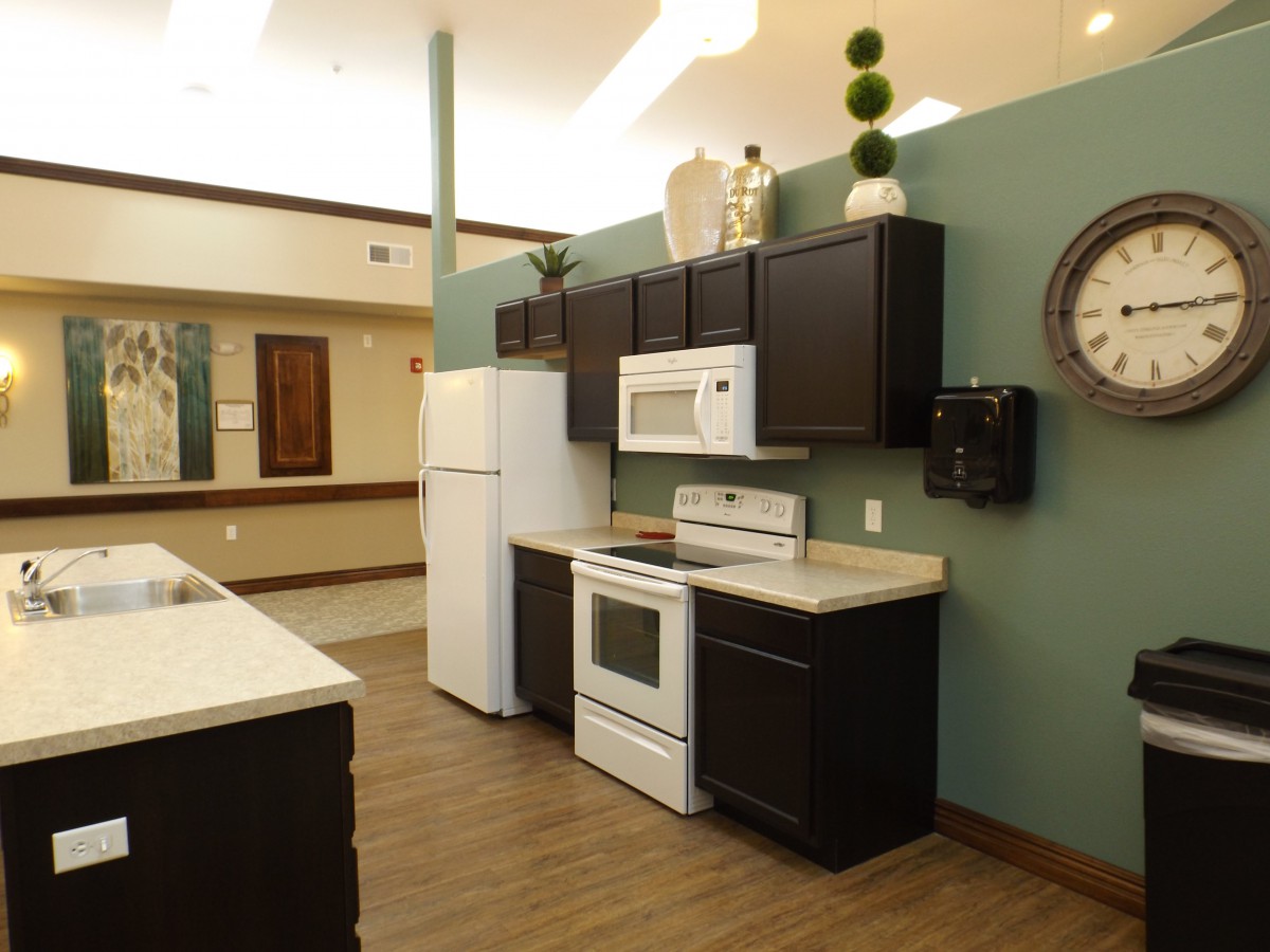 A modern kitchen interior featuring dark cabinetry, a white refrigerator, and a wall-mounted microwave above the stovetop.