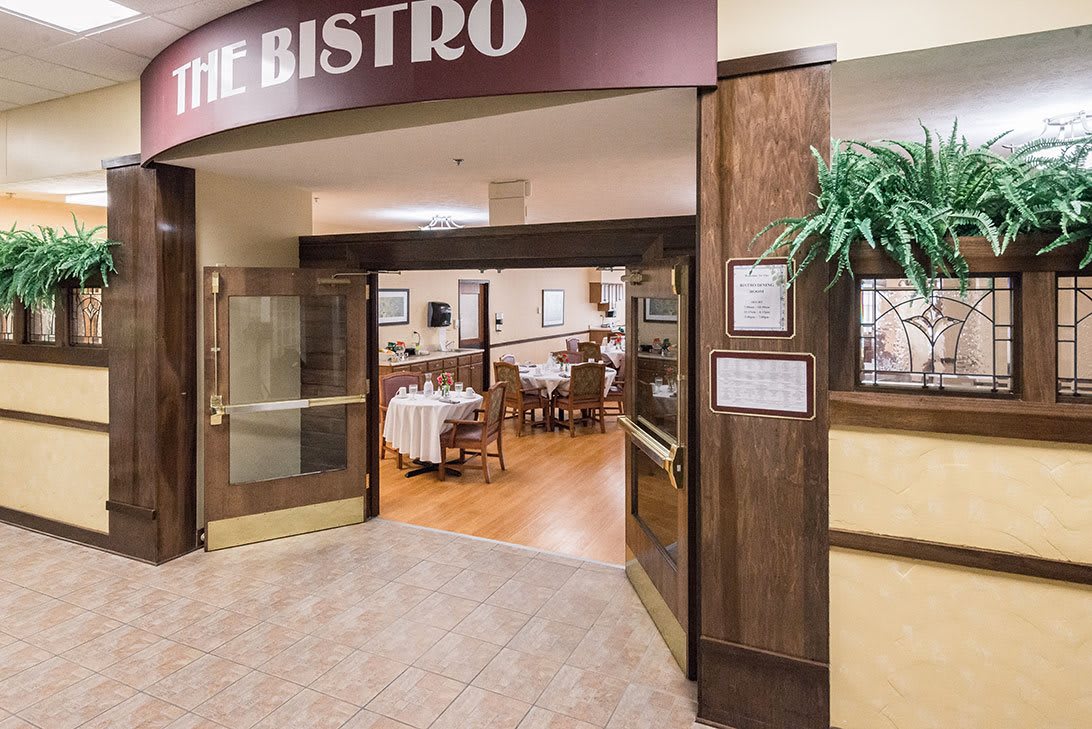 Entrance to the bistro with a view of the dining area.