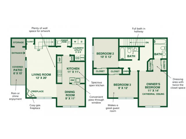 Two-story house floor plan detailing room layout and dimensions.