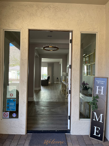 A glimpse into a stylish modern home entrance.