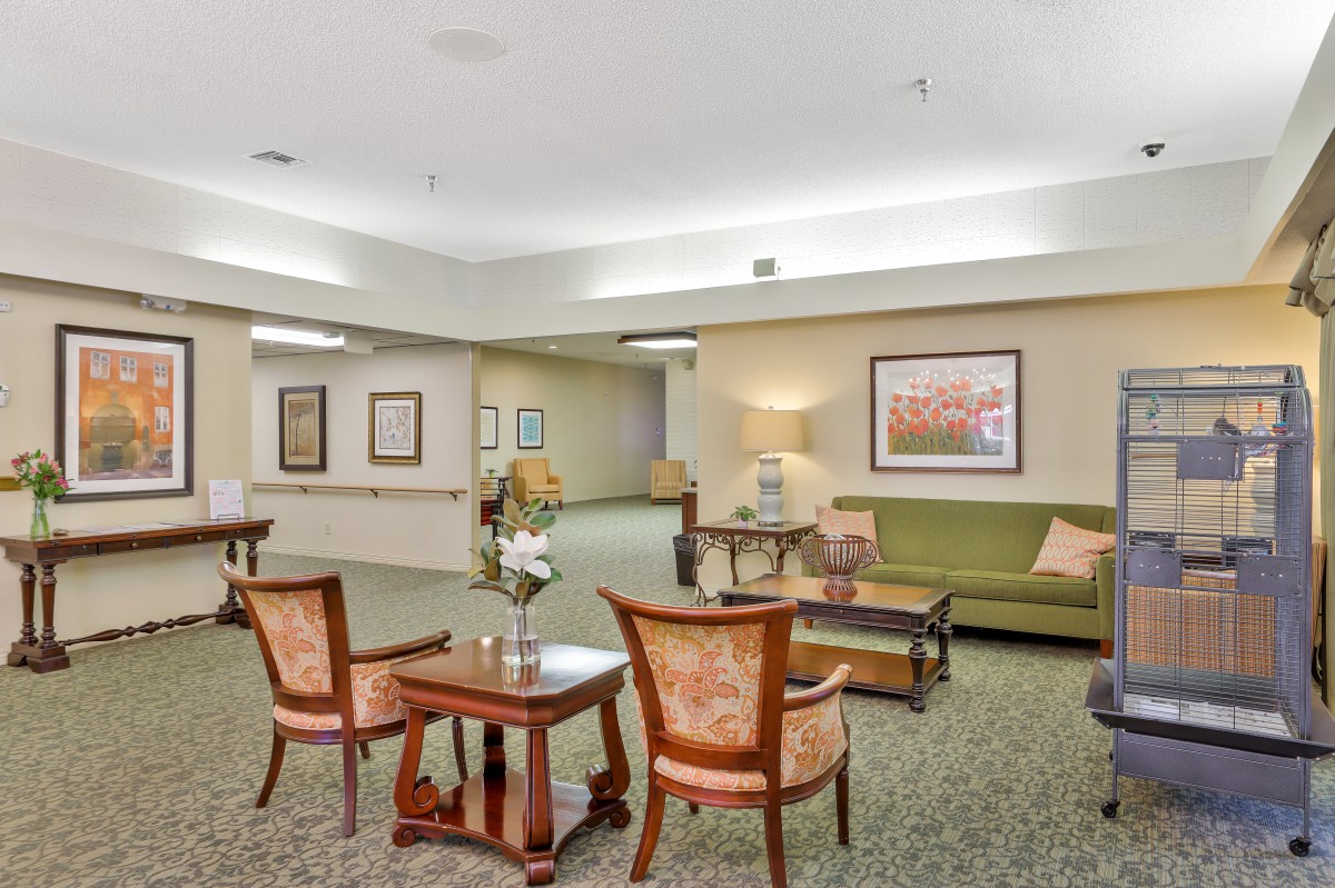 A cozy lounge area with comfortable seating and tasteful decor.