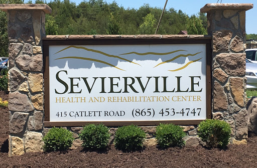 Sign for Sevierville Health and Rehabilitation Center located at 411 Catlett Road.