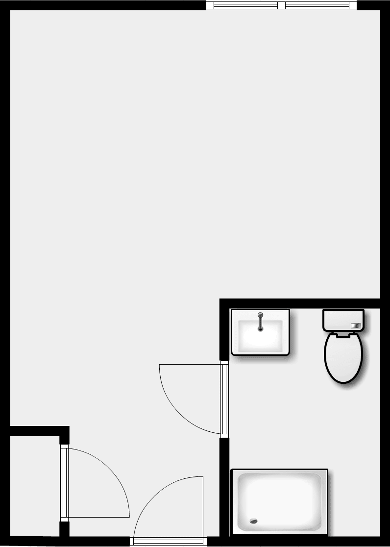 A simple floor plan showing a small bathroom layout.