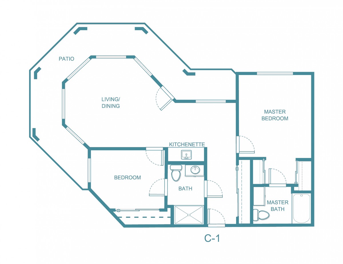 This is a floor plan of an apartment showing various rooms and design layout.